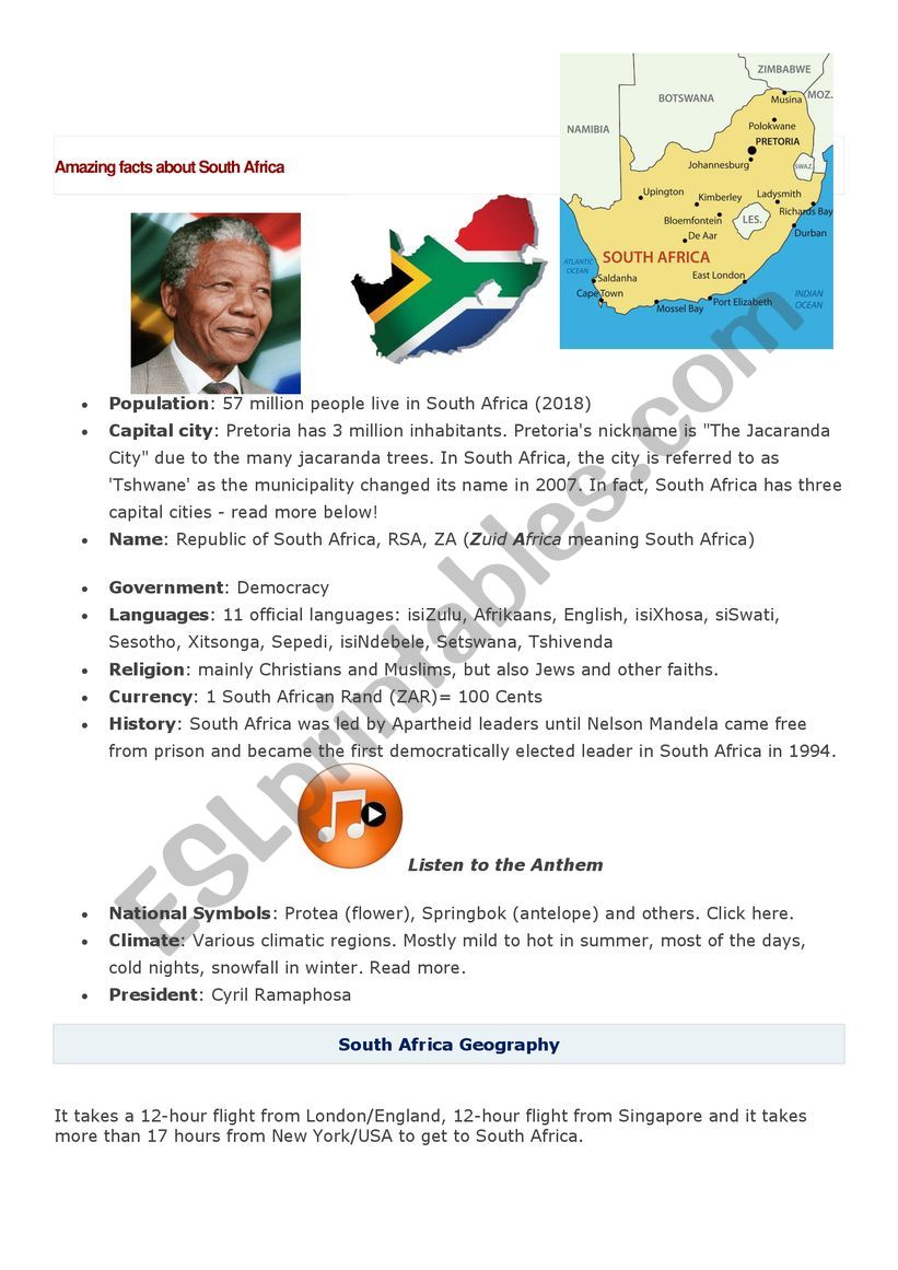 Amazing facts about Africa worksheet