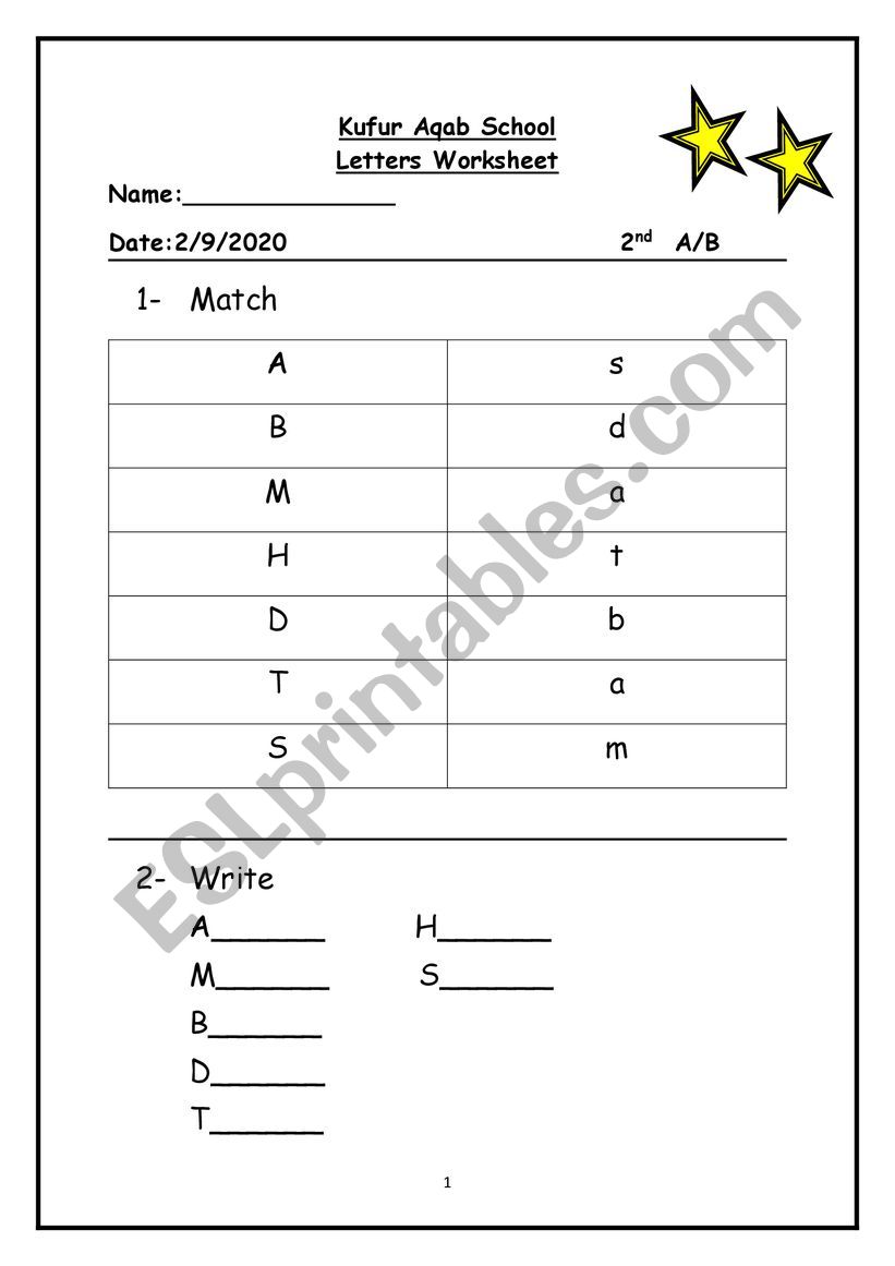 letters revision worksheet