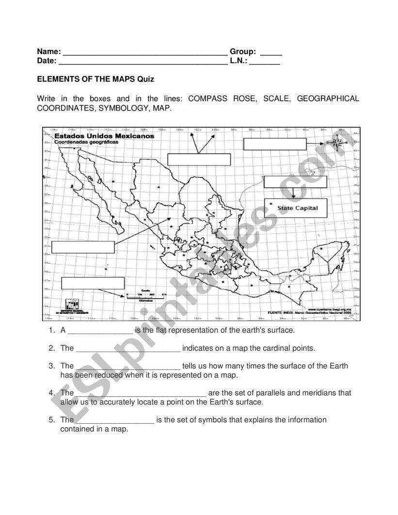 Geography: Elements of a Map Quiz