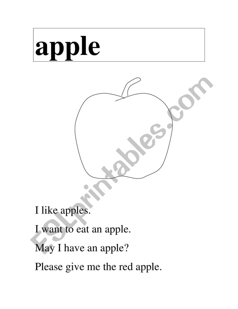 I Like Apples: Coloring & Simple Sentences 
