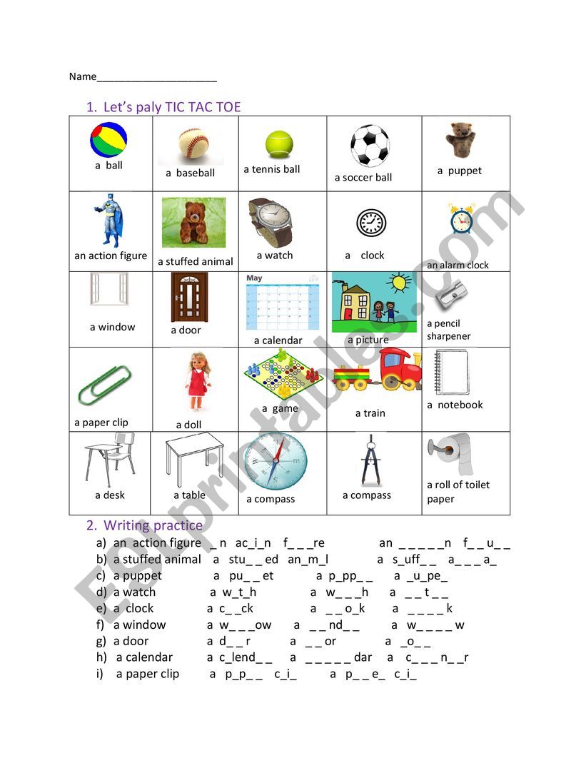 Tic Tac Toe       TOYS AND CLASSROOM  OBJECTS