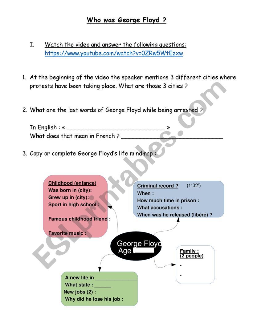 Gorge Floyd worksheet