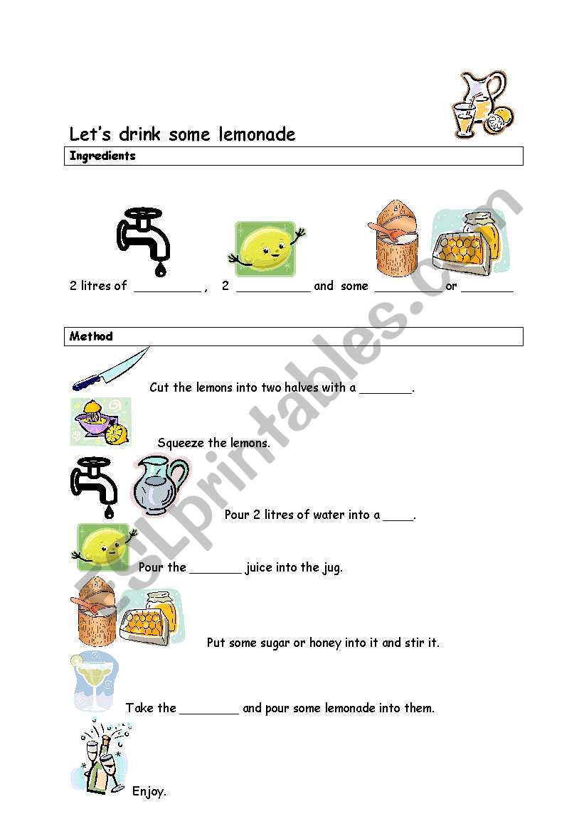 Lets drink Lemonde worksheet