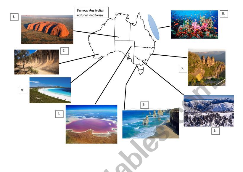 Australia - natural landmarks worksheet