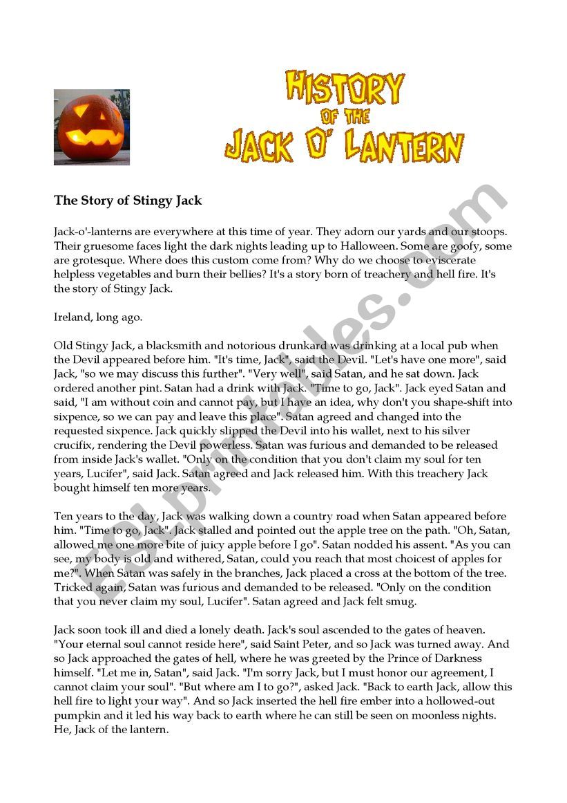 Jack O Lantern worksheet