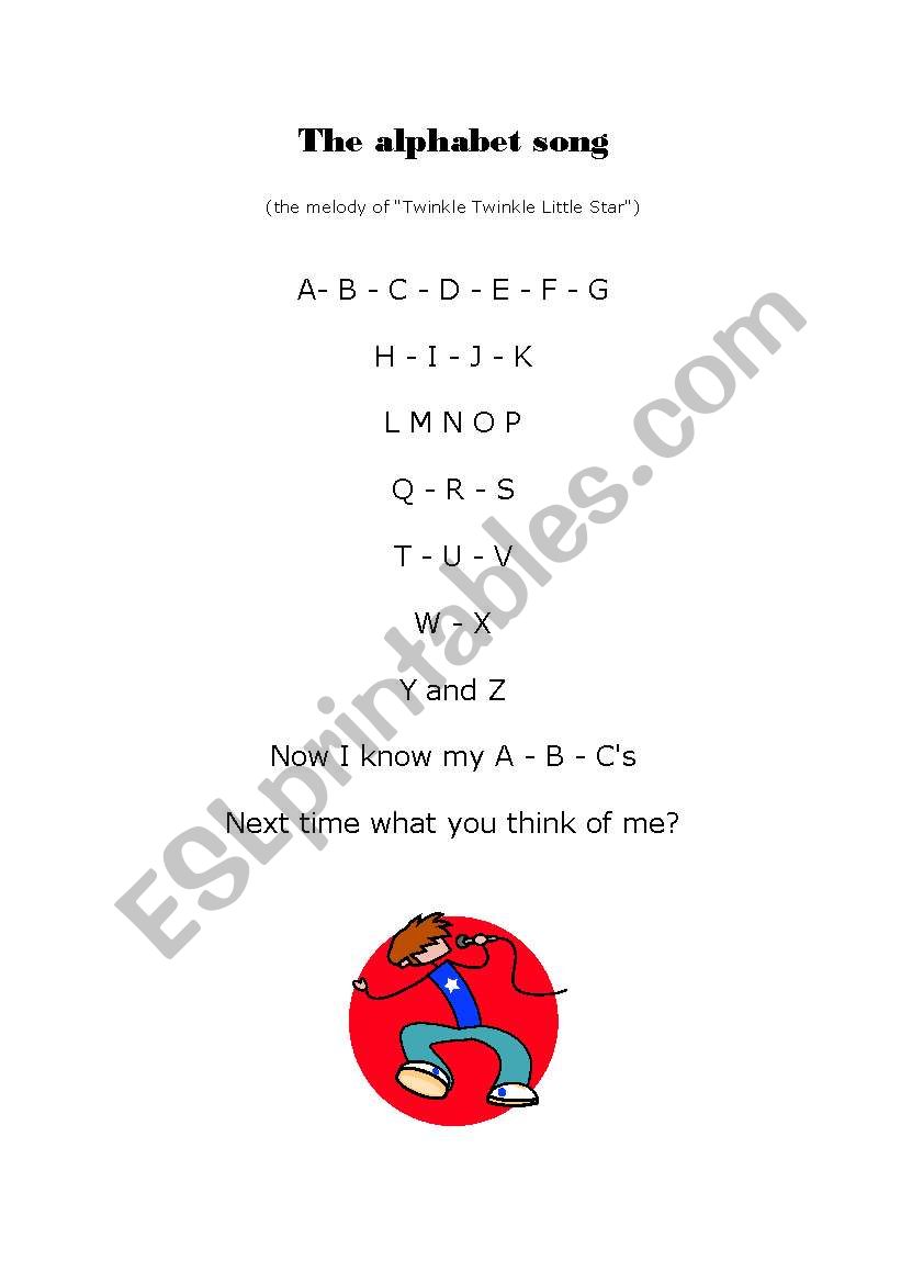 The alphabet song worksheet