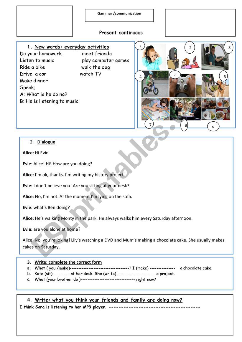  Present continuous worksheet