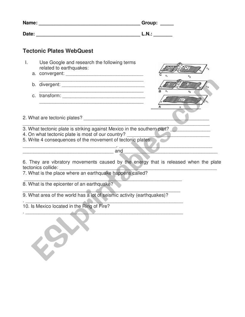 Geography: Tectonic Plates WebQuest