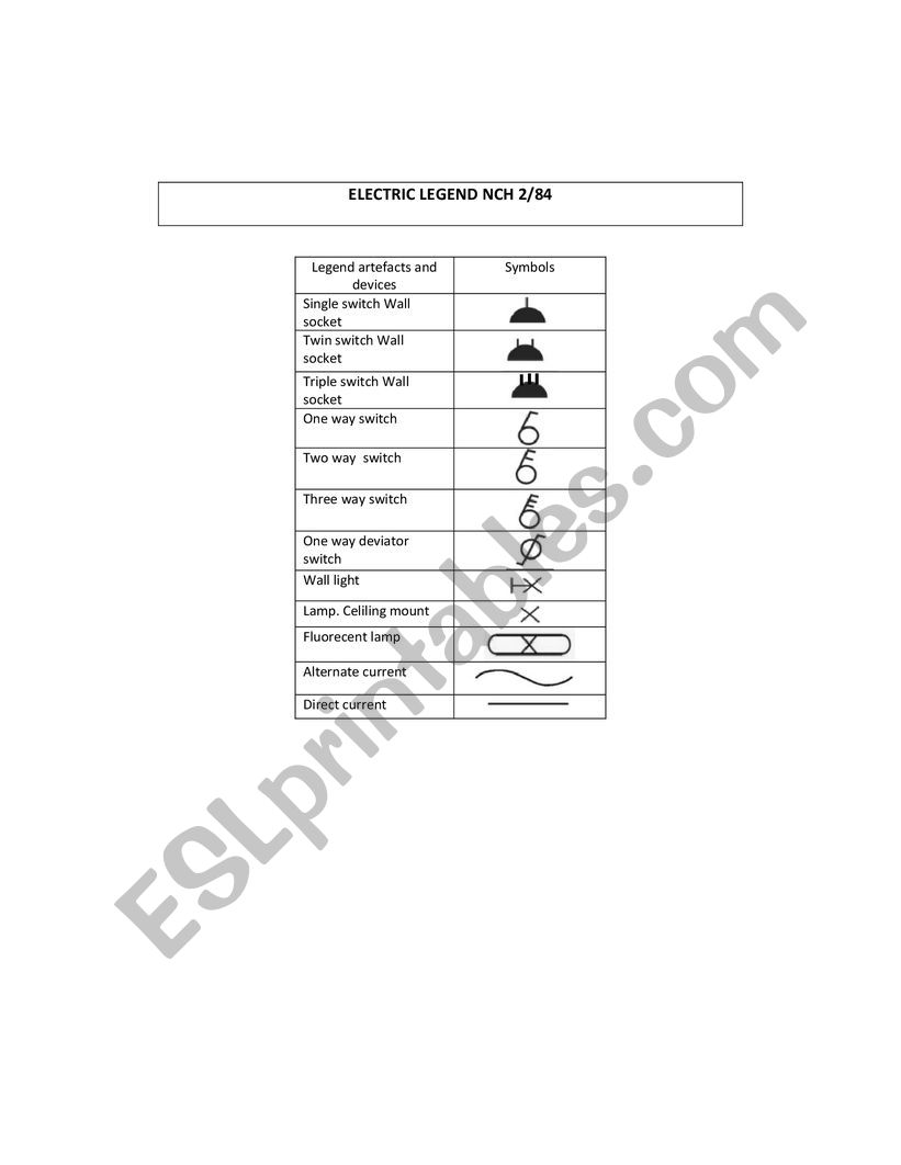 ELECTRIC LEGEND (NCH2/84) worksheet