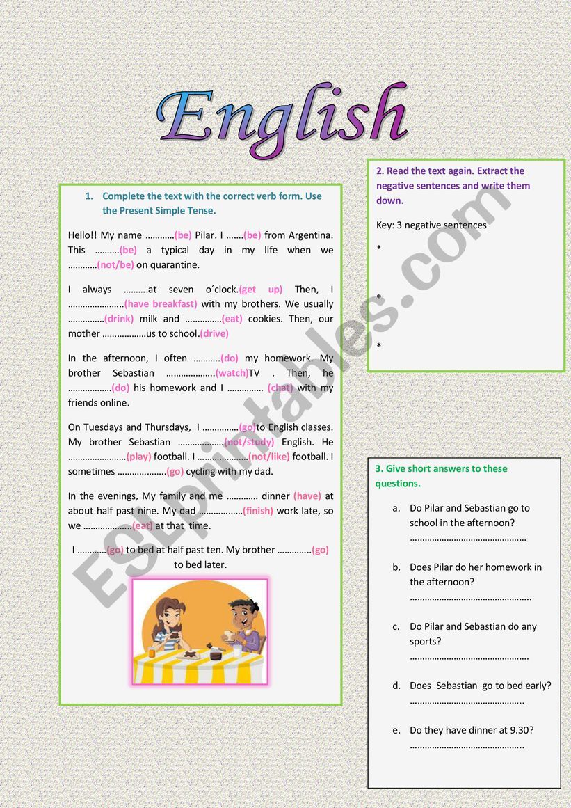 PRESENT SIMPLE (ROUTINES) worksheet