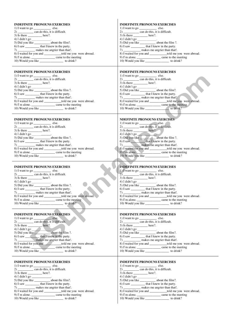 Pronouns worksheet