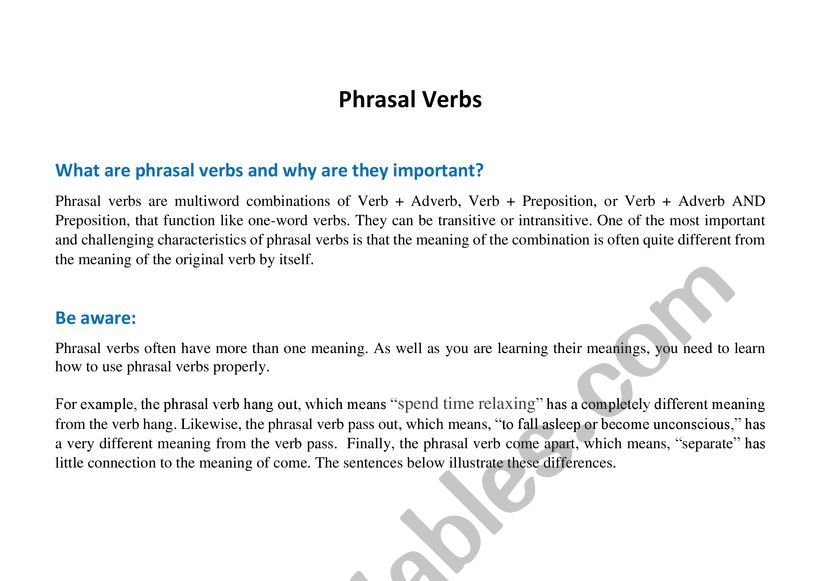 phrasal verbs worksheet
