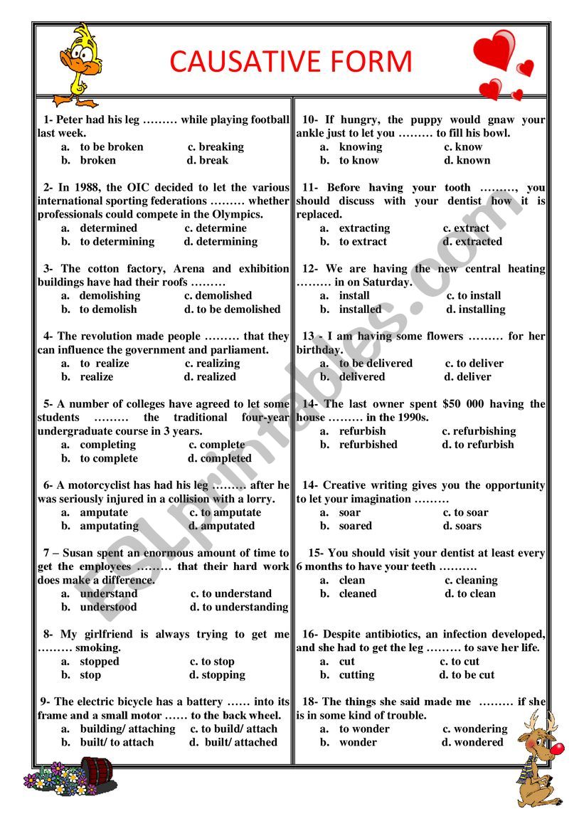 Causative form worksheet