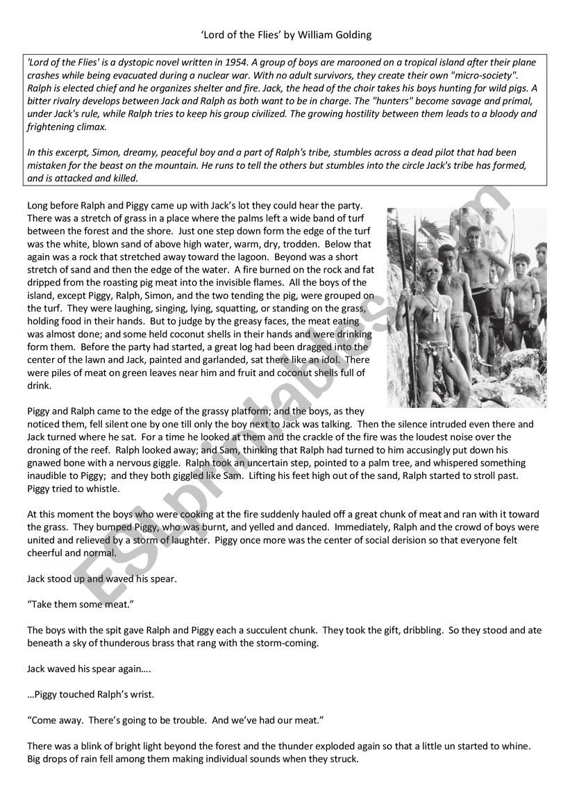 Lord of The Flies worksheet