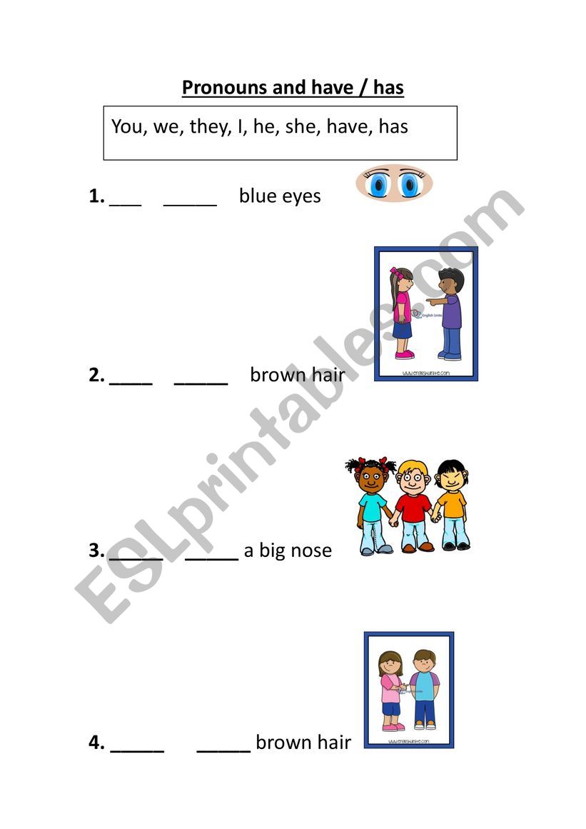 Pronouns - have has  worksheet