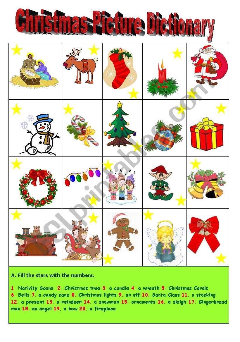 Christmas Picture Dictionary worksheet