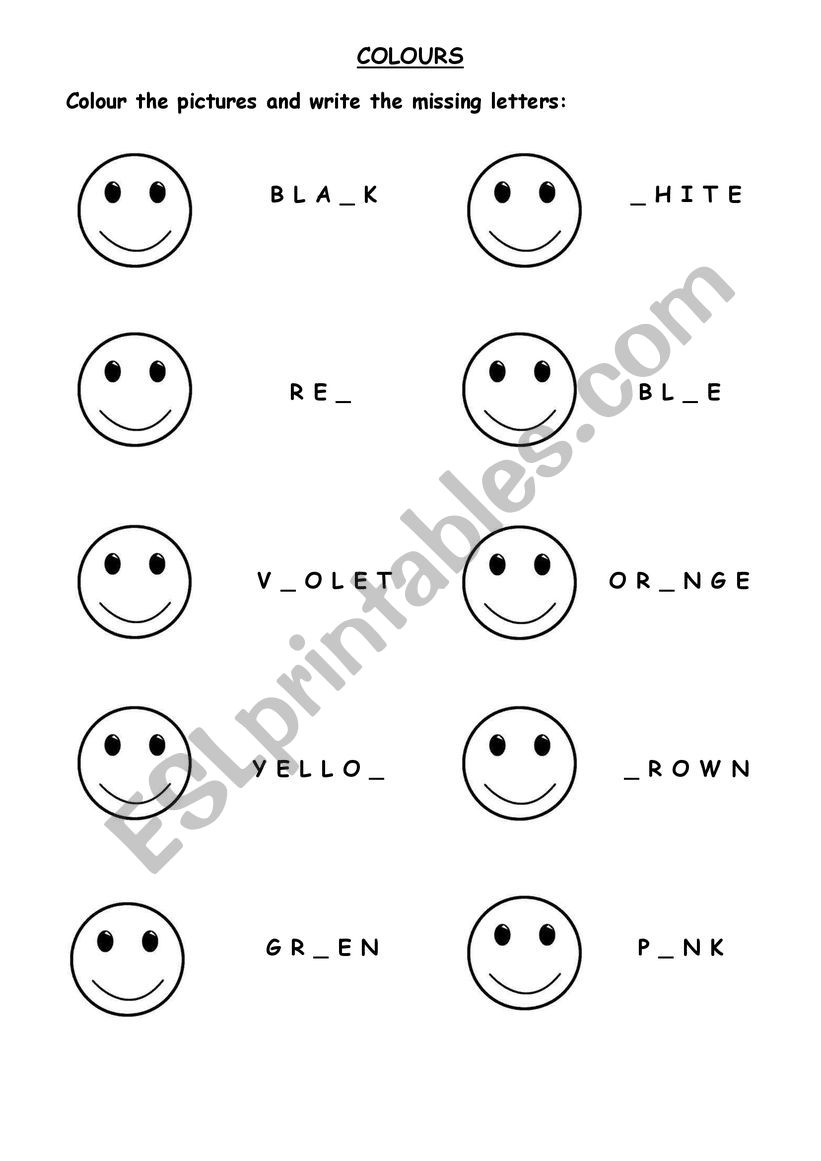 Colours worksheet