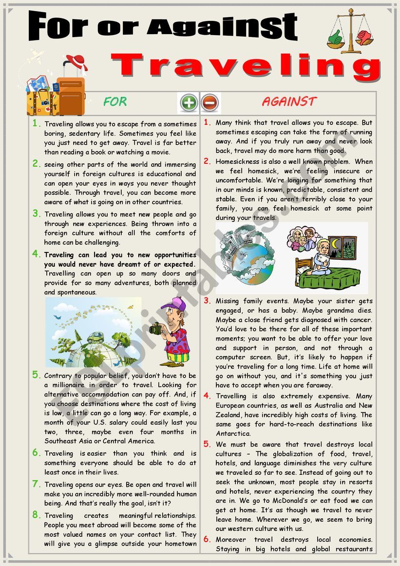 For or Against TRAVELING (Debating)