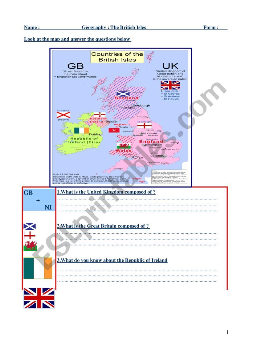 THE BRITISH ISLES  worksheet