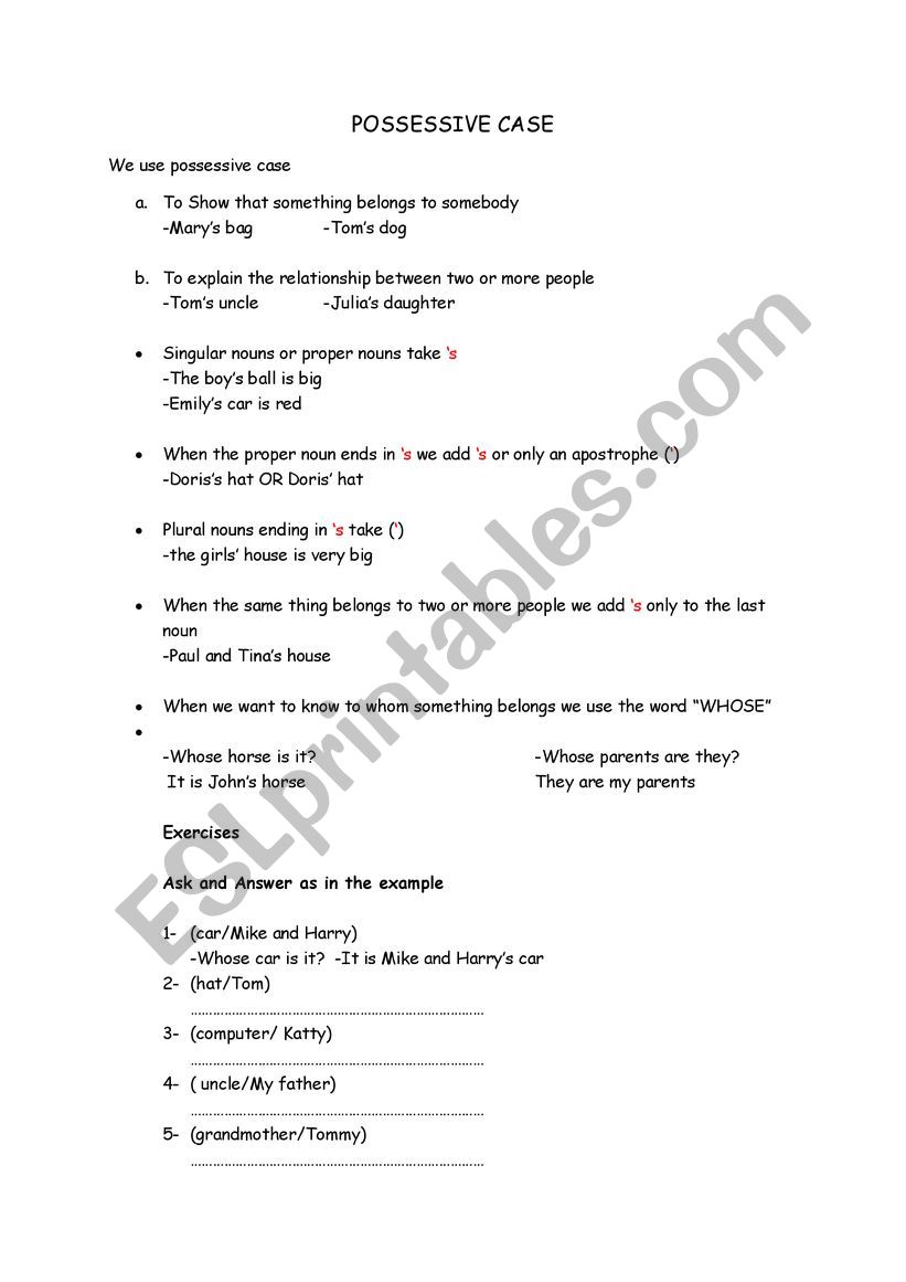 apostrophe  worksheet