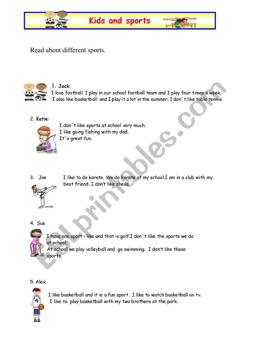 Sports for kids worksheet