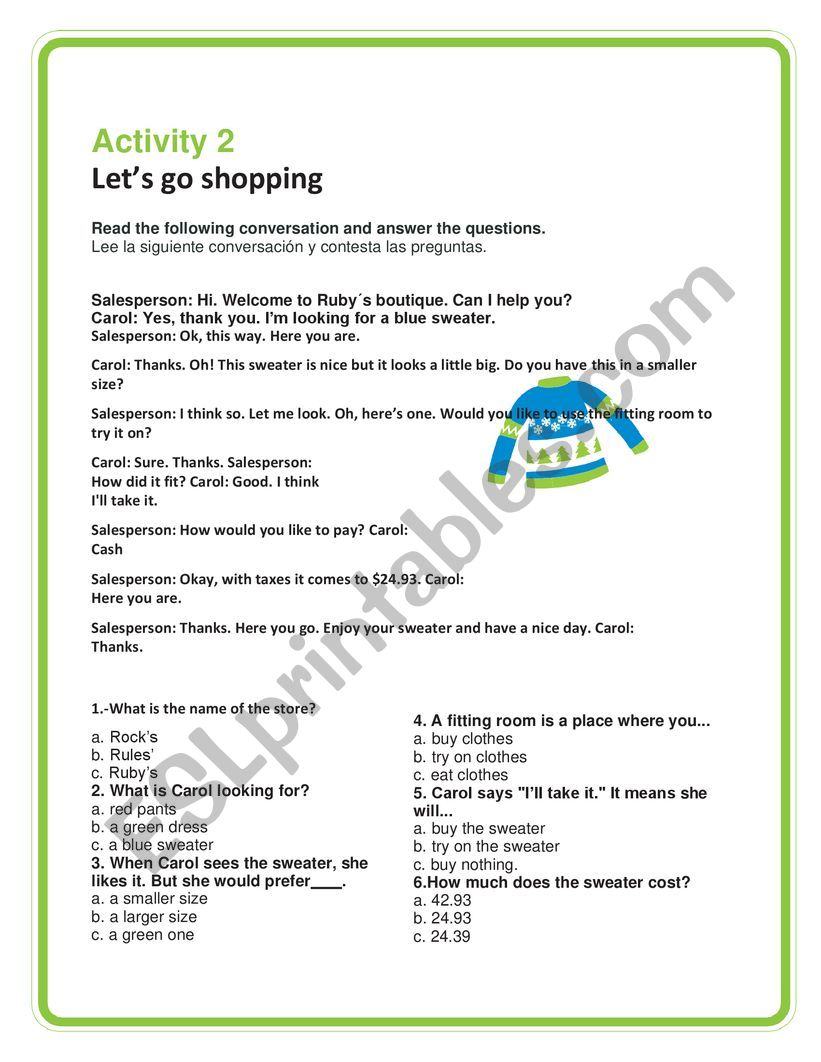 Let S Go Shopping Esl Worksheet By Renew2508 Let S Go Shopping Esl Worksheet By Renew2508