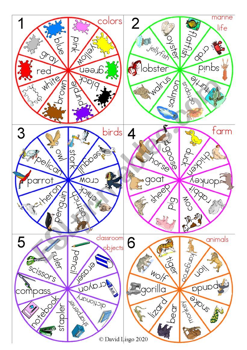 5 in a row topic spinners 1 with scorecards and instructions