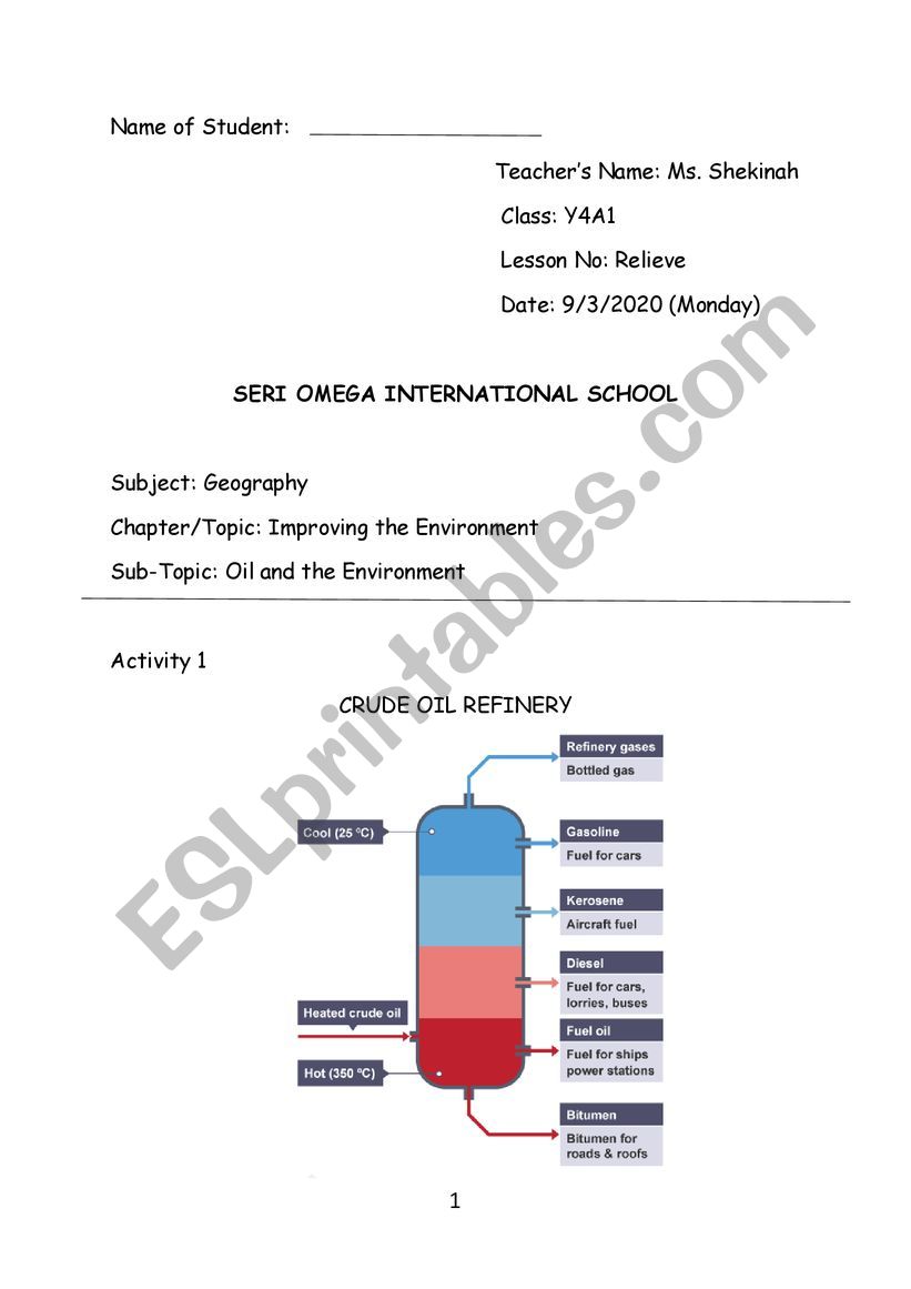 geography worksheet