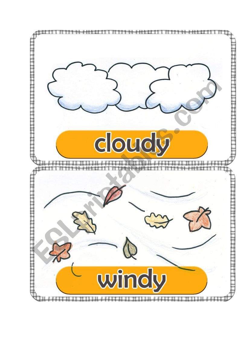 set of 4 weather flashcards worksheet