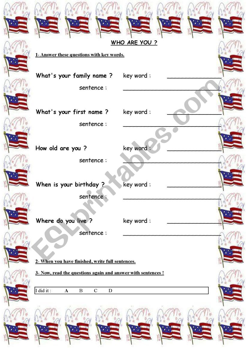 Introduce yourself worksheet