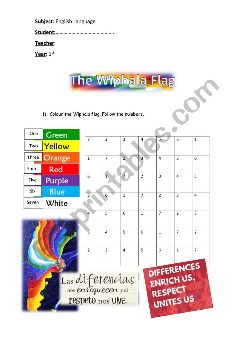 The Wiphala Flag worksheet