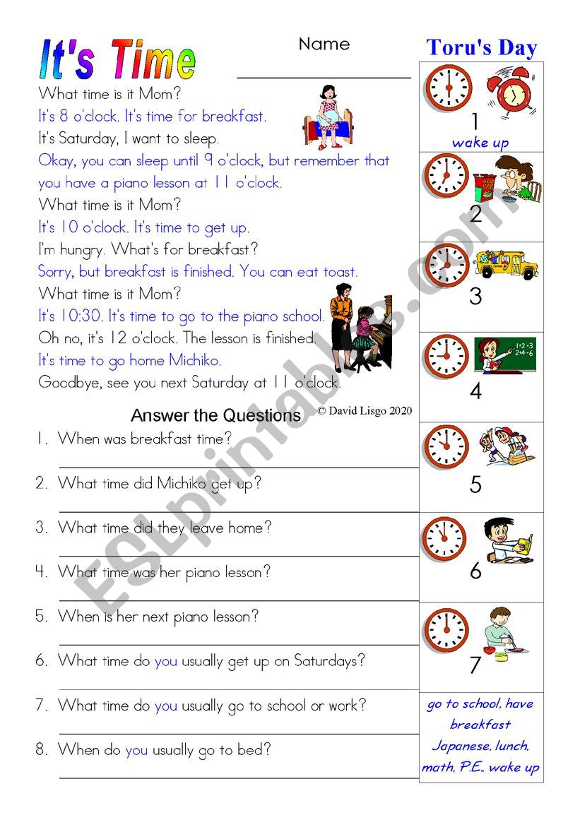 It is Time! worksheet