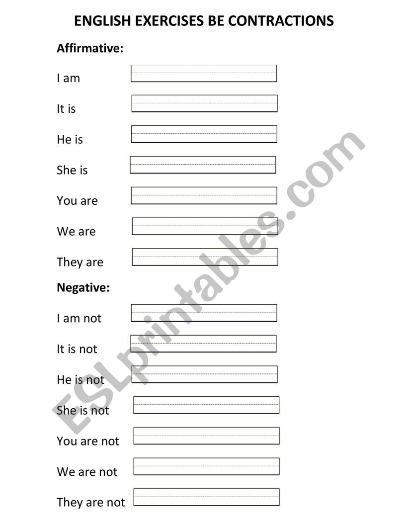 pronoun be/be not worksheet