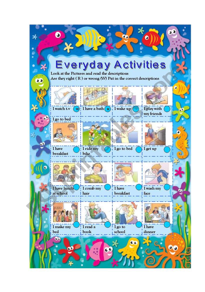 Everyday Activities worksheet