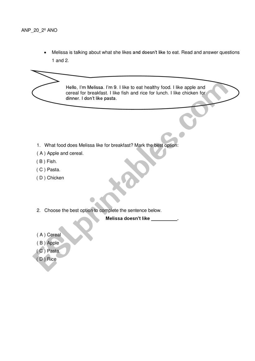 TEST worksheet