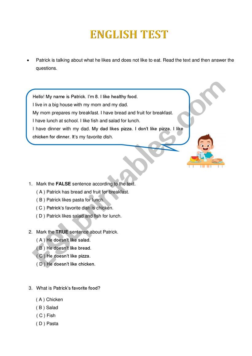 ENGLISH TEST worksheet