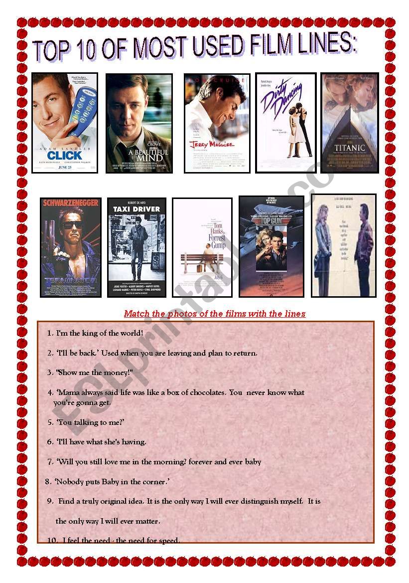 Most Famous Film Lines with key Number 1