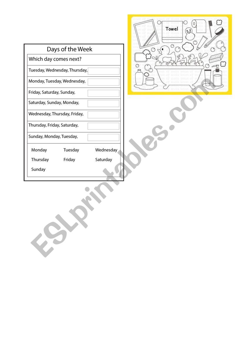 Days of the week worksheet
