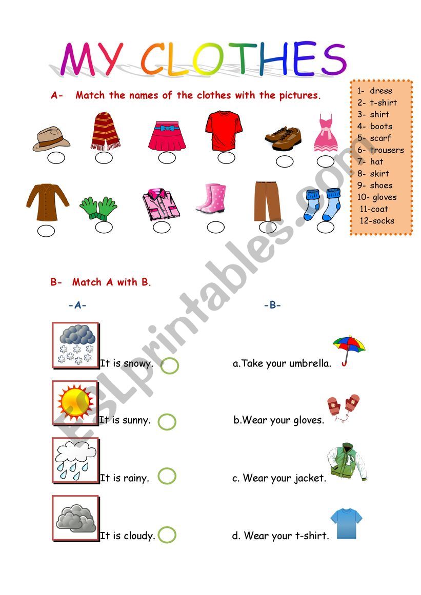 CLOTHES worksheet