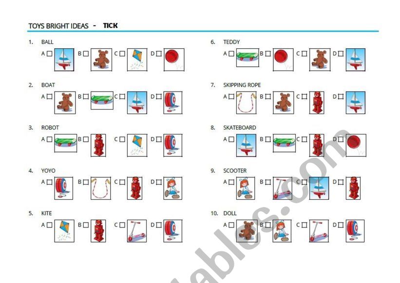 TOYZ QUIZ worksheet