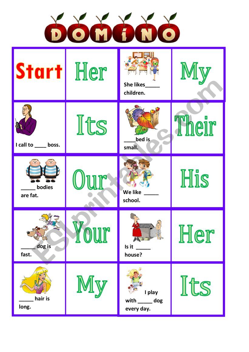 pronouns game worksheet