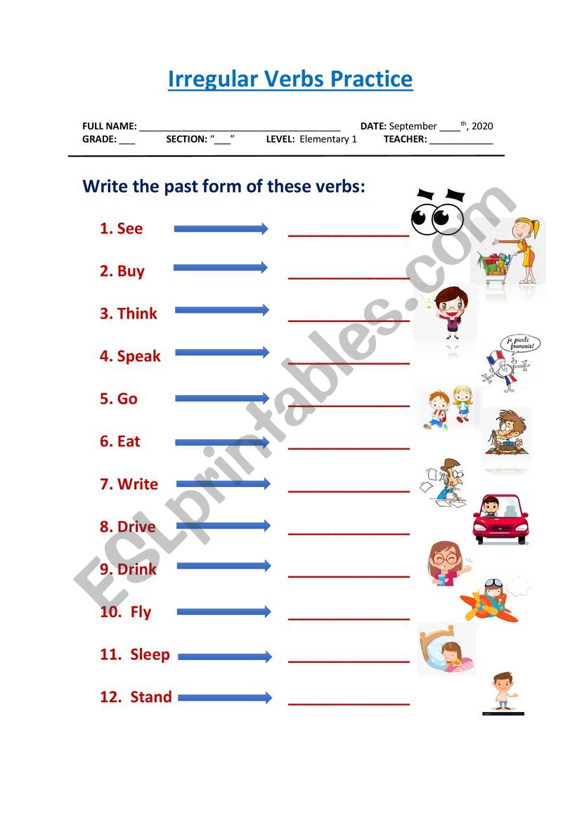 Irregular Verbs worksheet