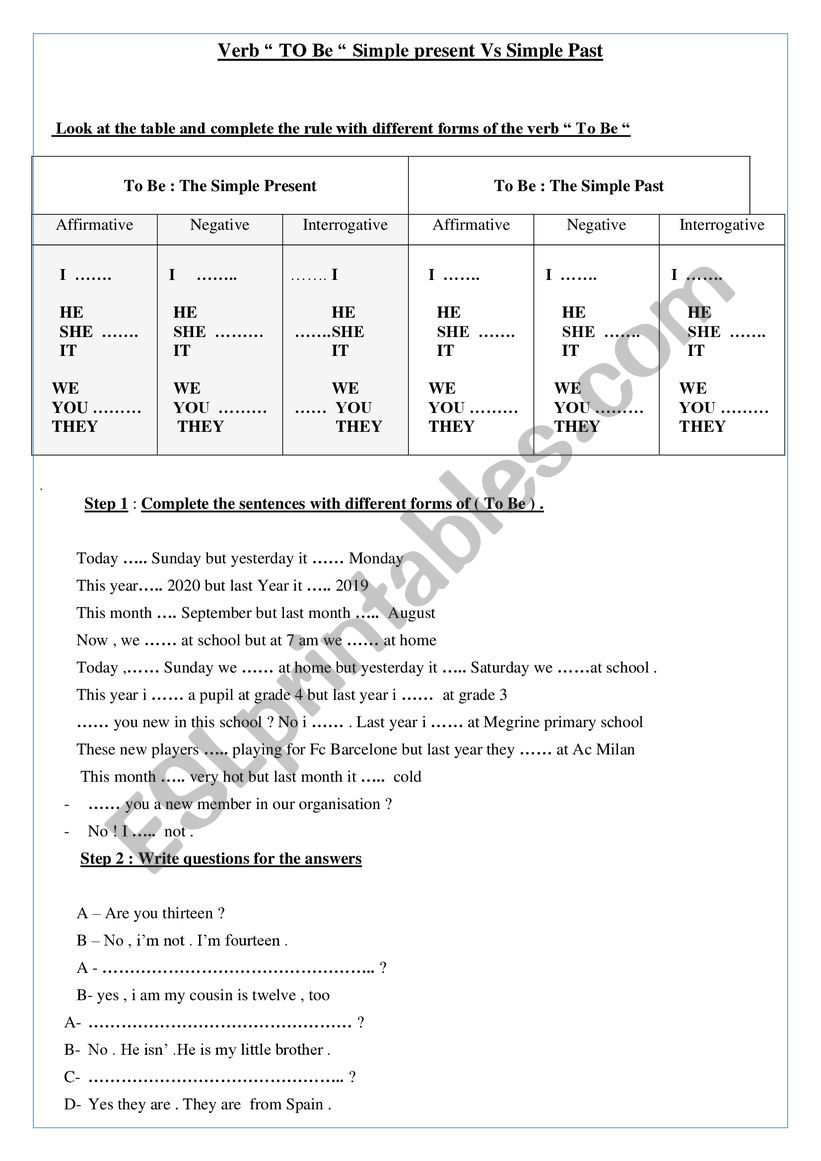 verb To Be Simple Present or Simple Past