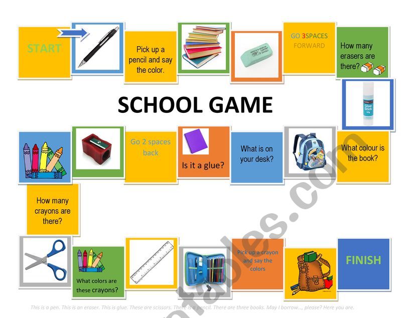 SCHOOL OBJECTS GAME worksheet