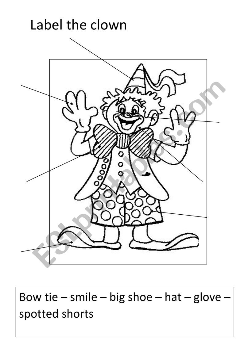 label-the-clown-esl-worksheet-by-mertz77