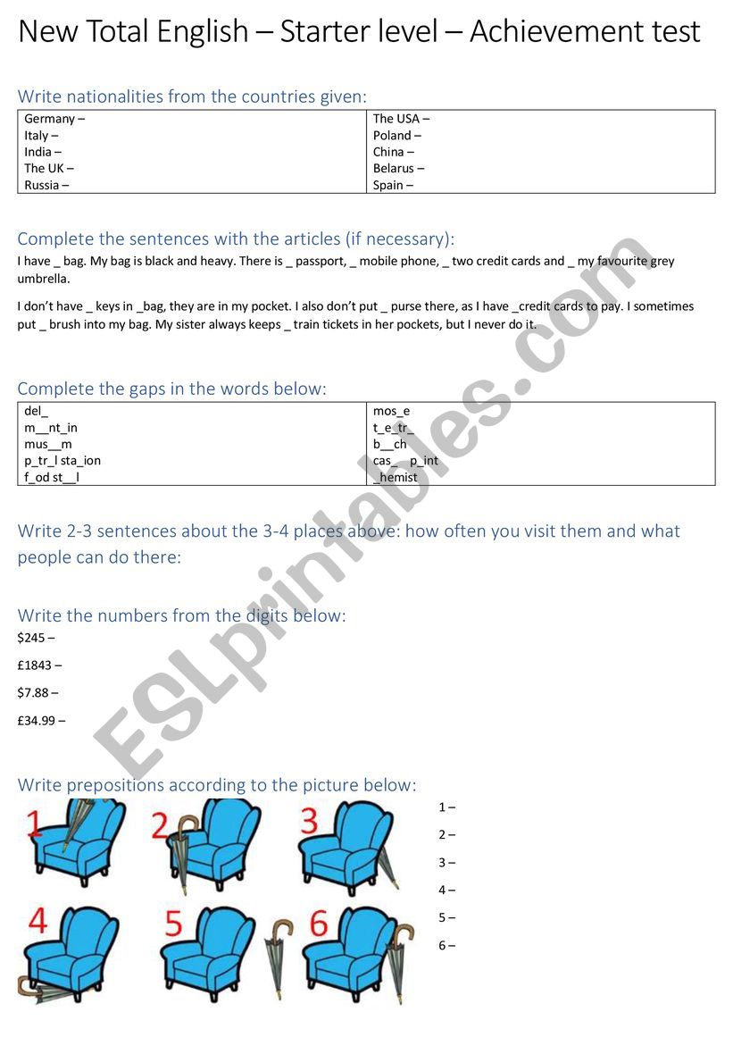 New Total English Elementary - Test