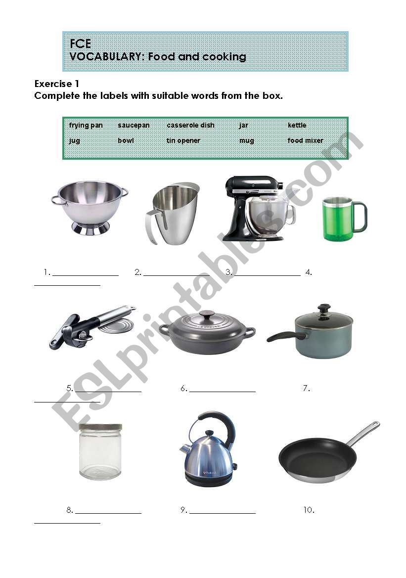 FCE - Food and cooking worksheet