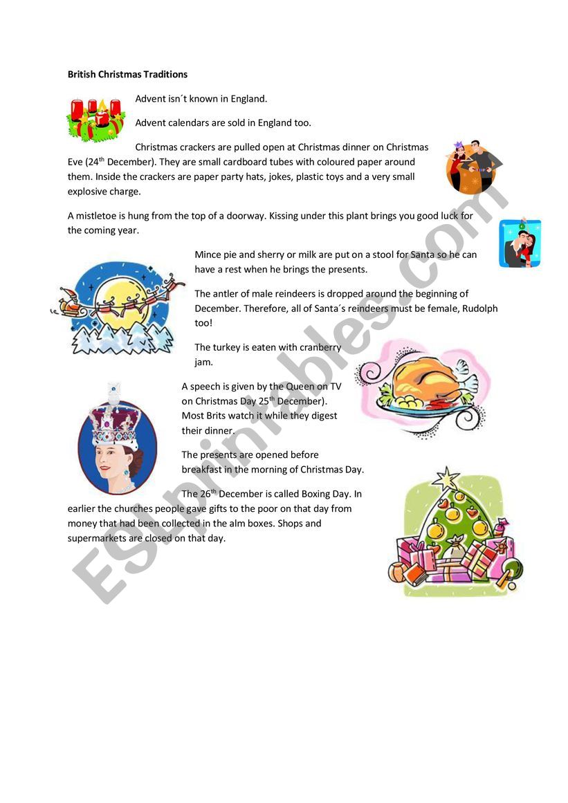 British X-Mas traditions  worksheet