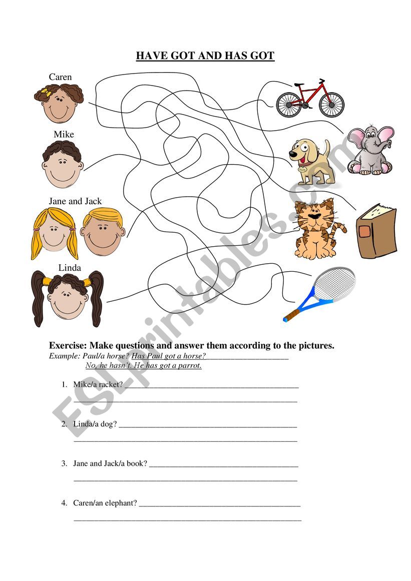 Have got/has got worksheet