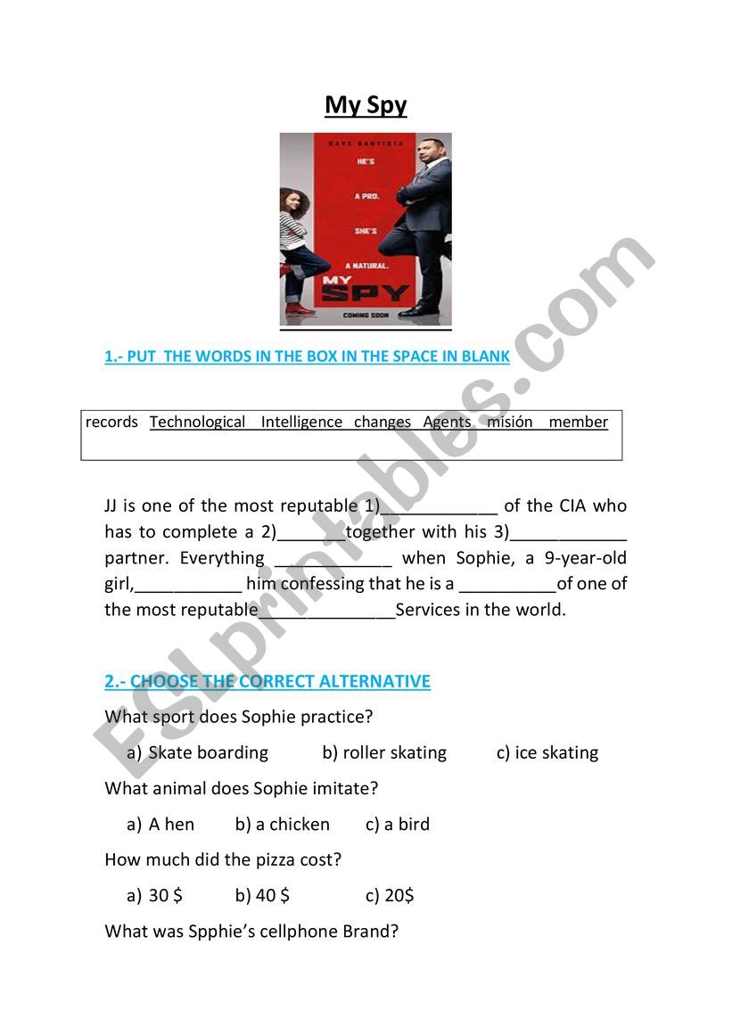 MY SPY (juego de espias) worksheet